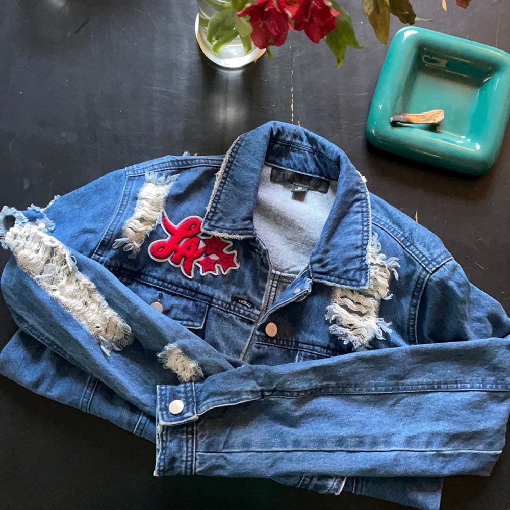 Top shop distressed jean jacket